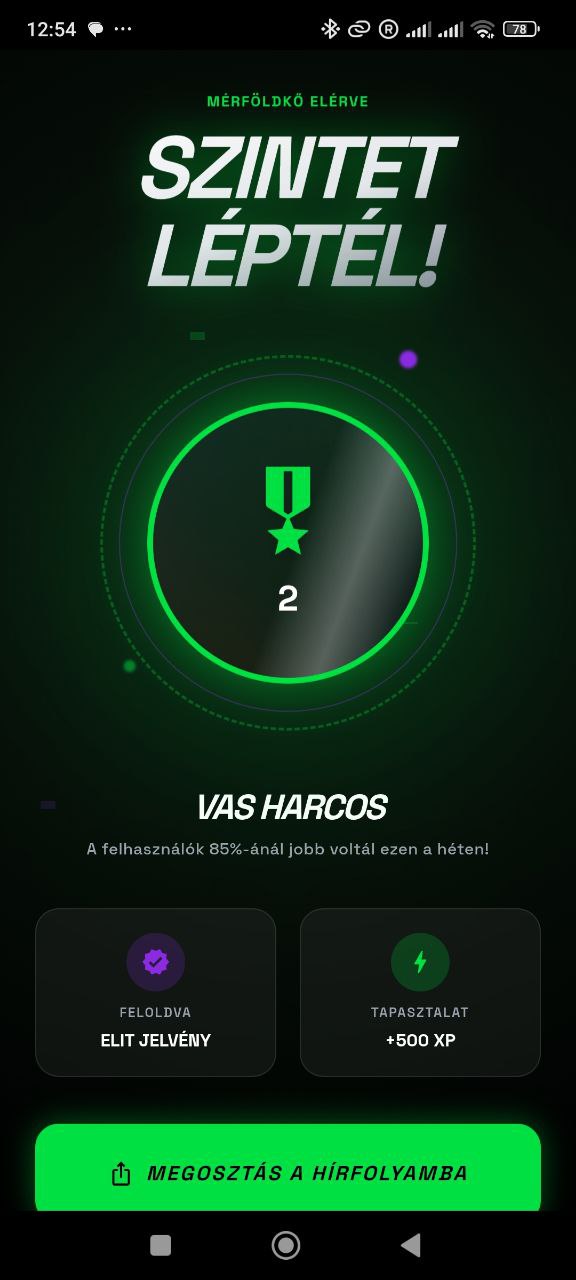 FITRON achievement képernyő