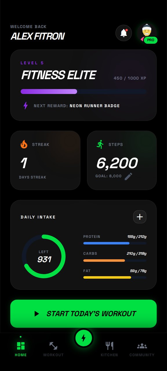 FITRON home screen