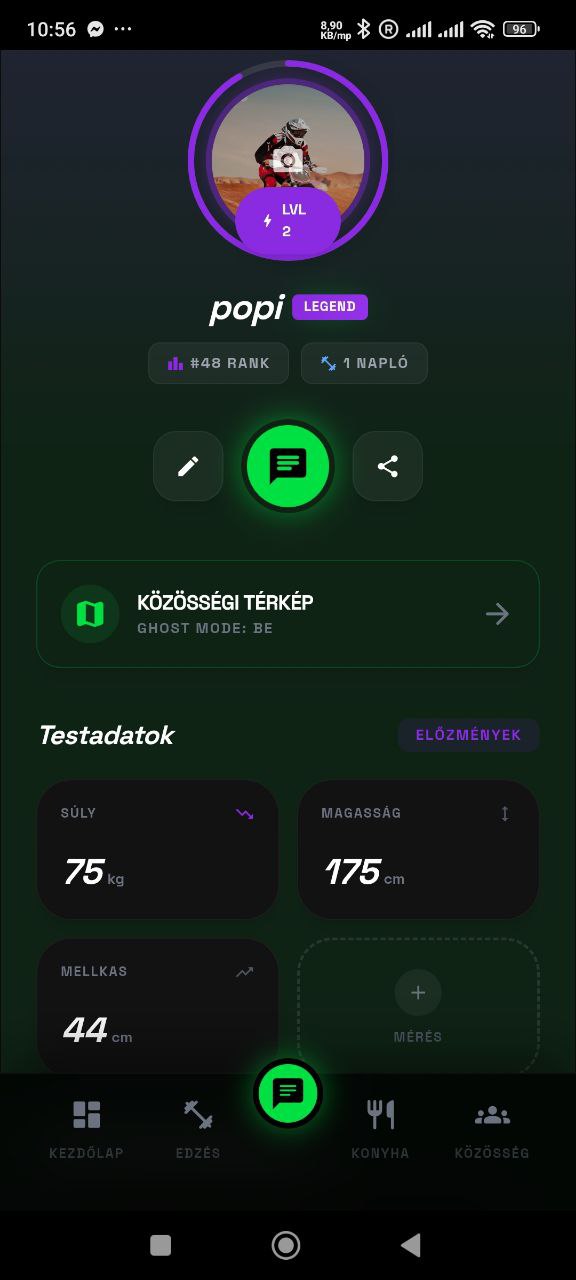 FITRON profil képernyő